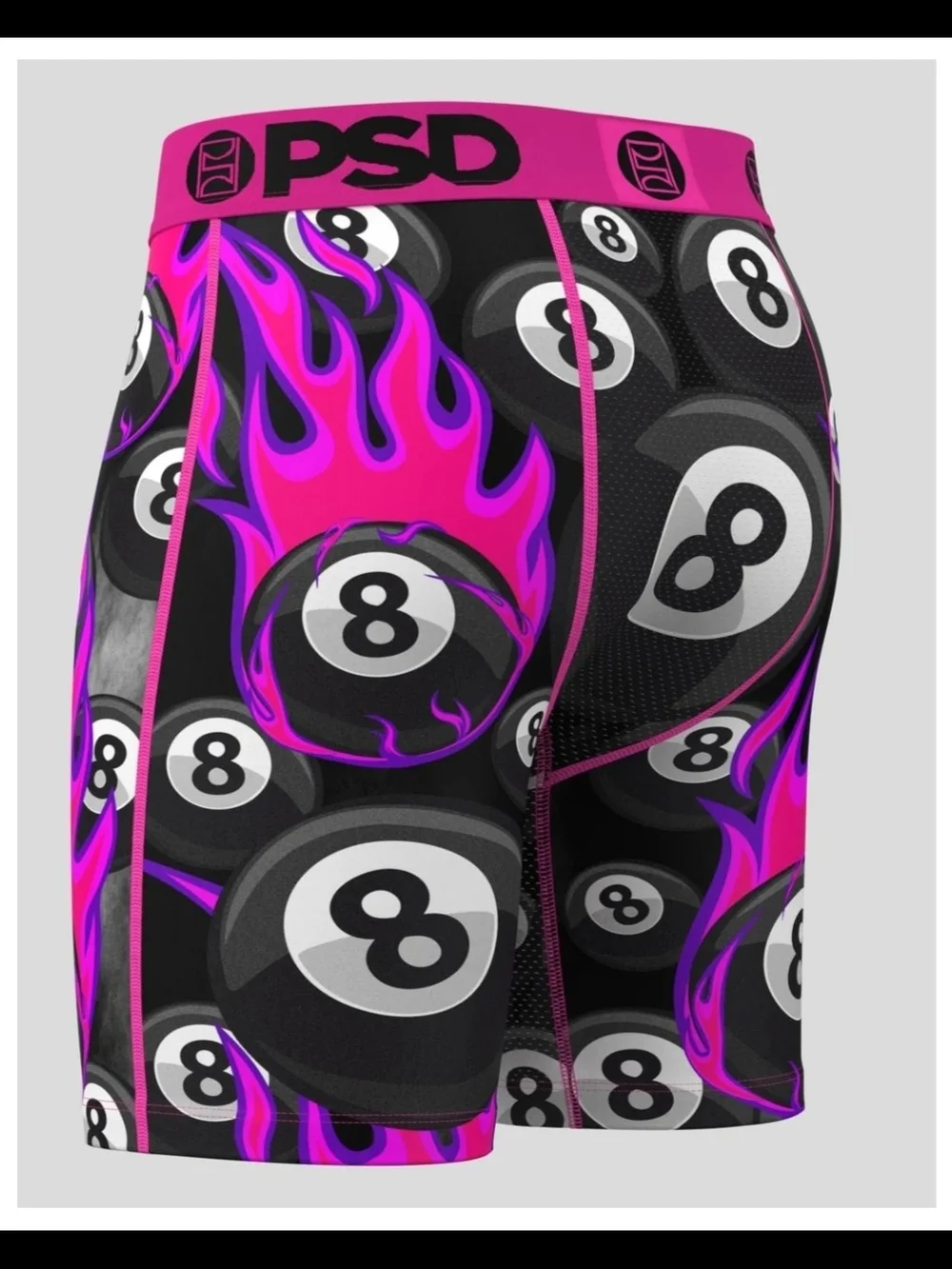 NEW! PSD Men’s Pink & Black 8-Ball Flame Boxer Briefs sz Large NWT